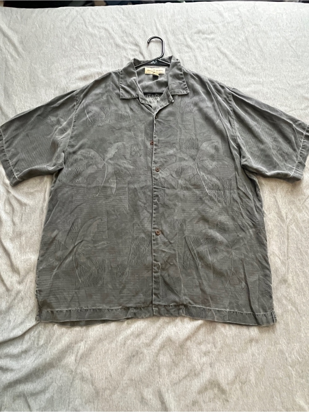 Tommy Bahama Charcoal Gray Short-Sleeve Camp Shirt